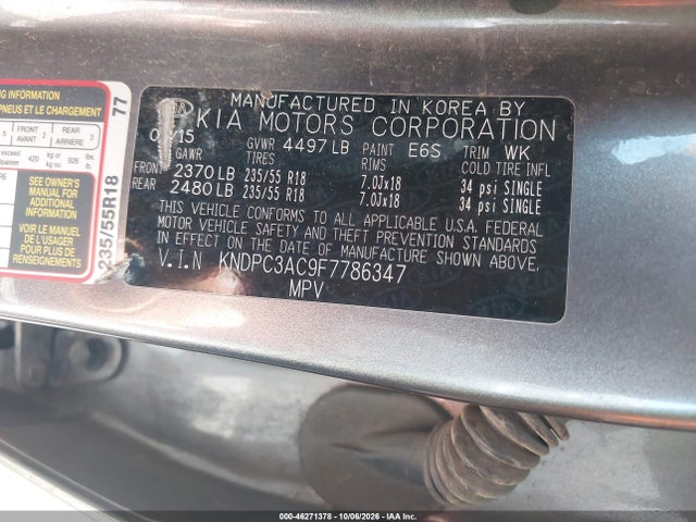 KIA Sportage Ex 2015 KNDPC3AC9F7786347 Image 9