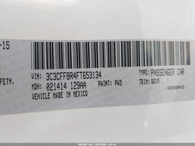 Aukcja sprzedaży 2015 Fiat 500 Sport, vin: 3C3CFFBR4FT653134, numer aukcji: 46271423