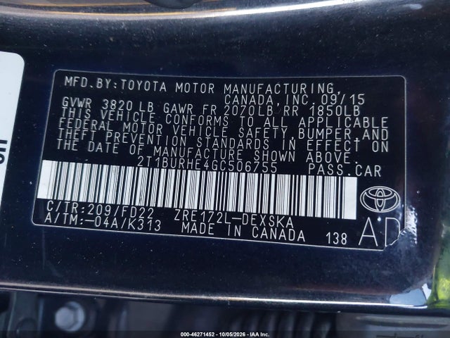 2T1BURHE4GC506755 Toyota Corolla S W/special Edition Pkg