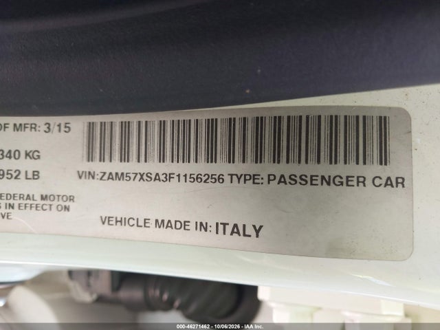 Aukcja sprzedaży 2015 Maserati Ghibli, vin: ZAM57XSA3F1156256, numer aukcji: 46271462