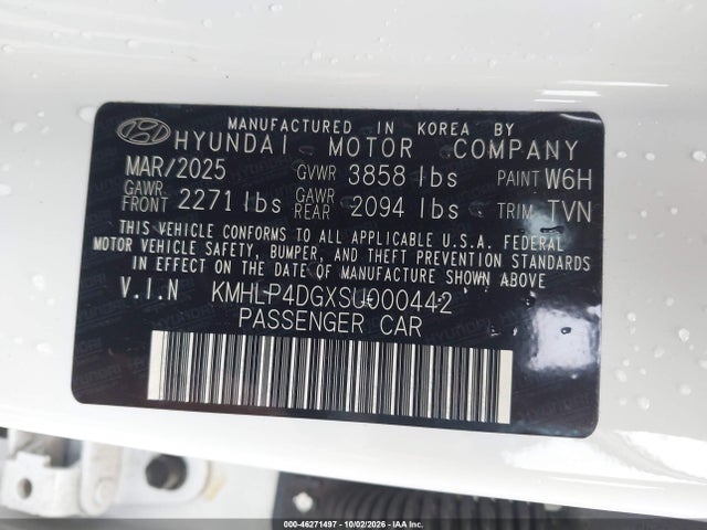 Aukcja sprzedaży 2025 Hyundai Elantra Limited, vin: KMHLP4DGXSU000442, numer aukcji: 46271497