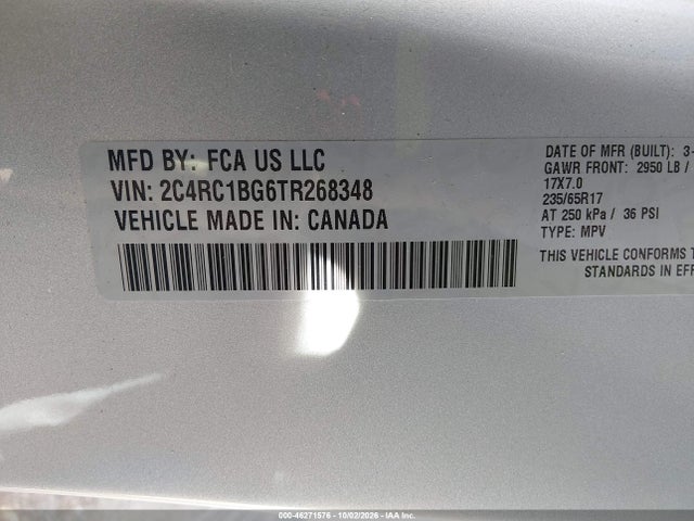 Продажа на аукционе авто 2026 Chrysler Pacifica Select, vin: 2C4RC1BG6TR268348, номер лота: 46271576