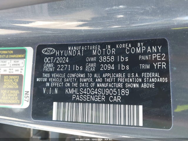 Продажа на аукционе авто 2025 Hyundai Elantra Sel Convenience, vin: KMHLS4DG4SU905189, номер лота: 46271596