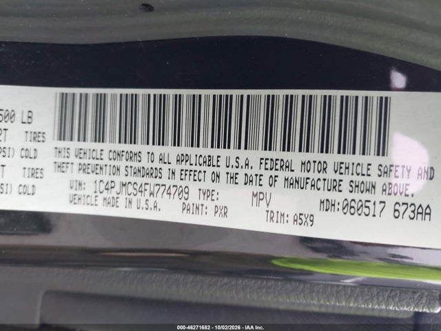 Aukcja sprzedaży 2015 Jeep Cherokee Latitude, vin: 1C4PJMCS4FW774709, numer aukcji: 46271682