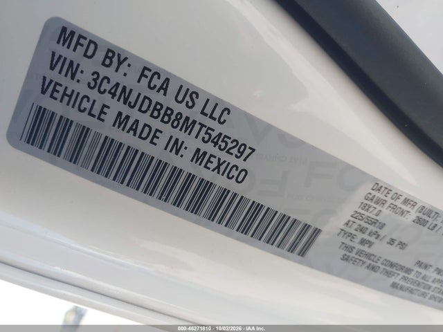 Aukcja sprzedaży 2021 Jeep Compass Altitude, vin: 3C4NJDBB8MT545297, numer aukcji: 46271810