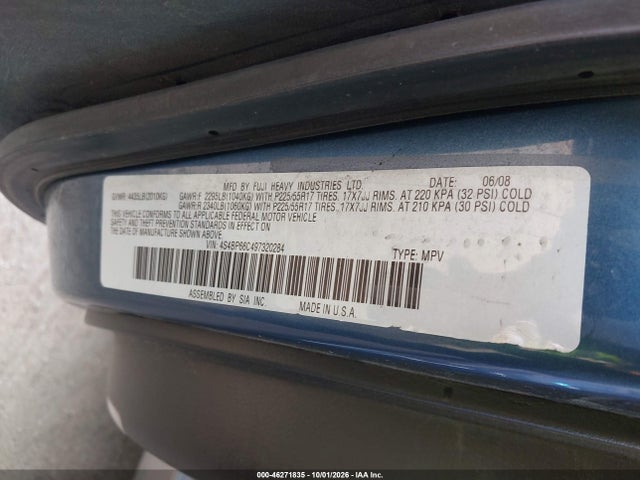 Продаж на аукціоні авто 2009 Subaru Outback 2.5i Limited, vin: 4S4BP66C497320284, номер лоту: 46271835