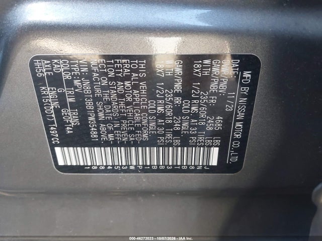 JN8BT3BB1PW354881 Nissan Rogue Sv Intelligent Awd