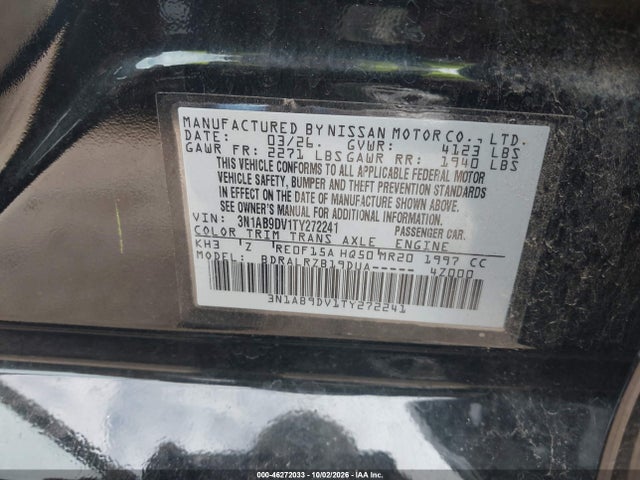 Продажа на аукционе авто 2026 Nissan Sentra Sr, vin: 3N1AB9DV1TY272241, номер лота: 46272033
