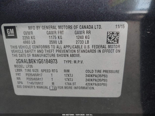 Chevrolet EQUINOX LS 2016 2GNALBEK1G6184973 Image 9