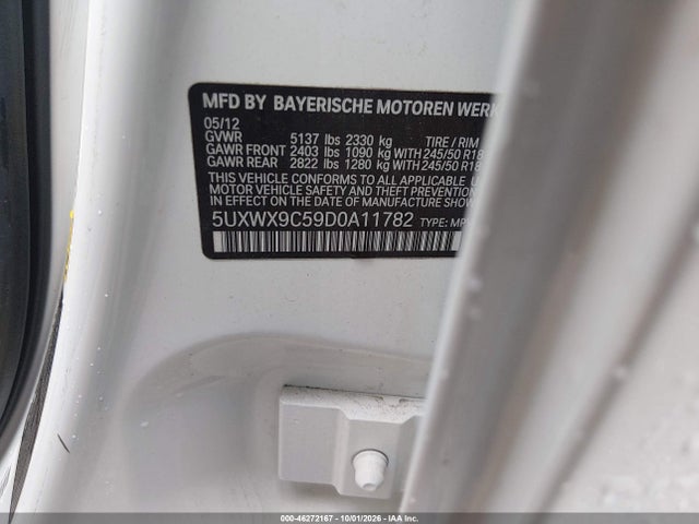 46272167 :رقم المزاد ، 5UXWX9C59D0A11782 vin ، 2013 Bmw X3 Xdrive28i مزاد بيع