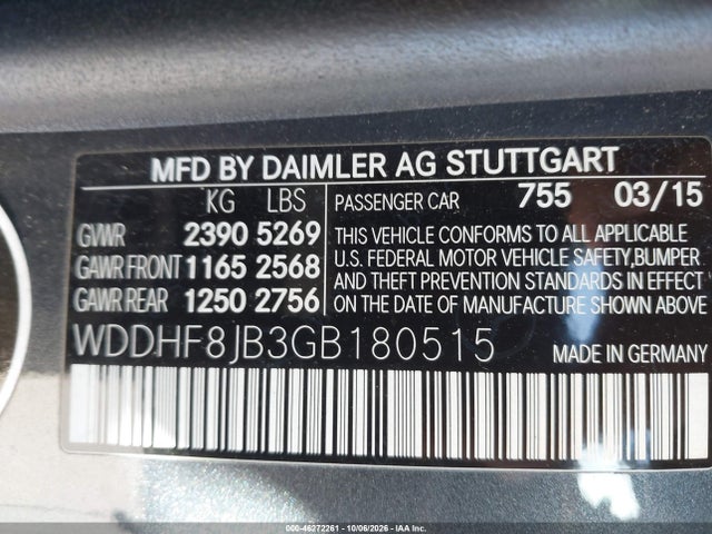 2016 Mercedes-benz E 350 4matic მანქანა იყიდება აუქციონზე, vin: WDDHF8JB3GB180515, აუქციონის ნომერი: 46272261