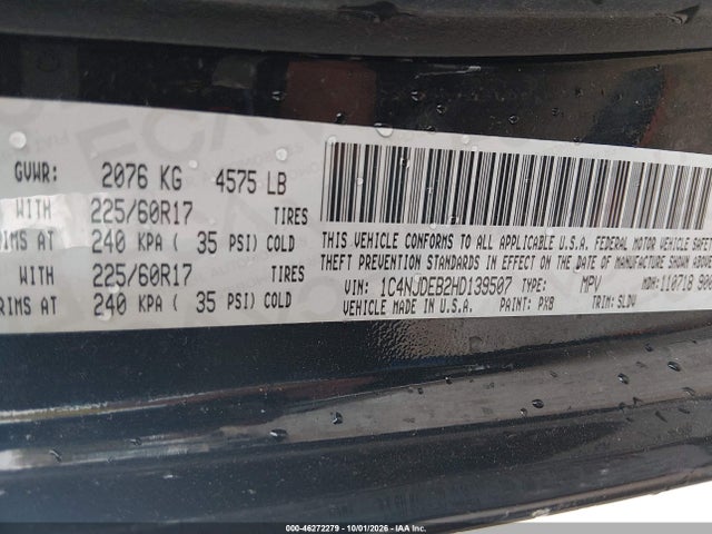 Продаж на аукціоні авто 2017 Jeep Compass High Altitude 4x4, vin: 1C4NJDEB2HD139507, номер лоту: 46272279