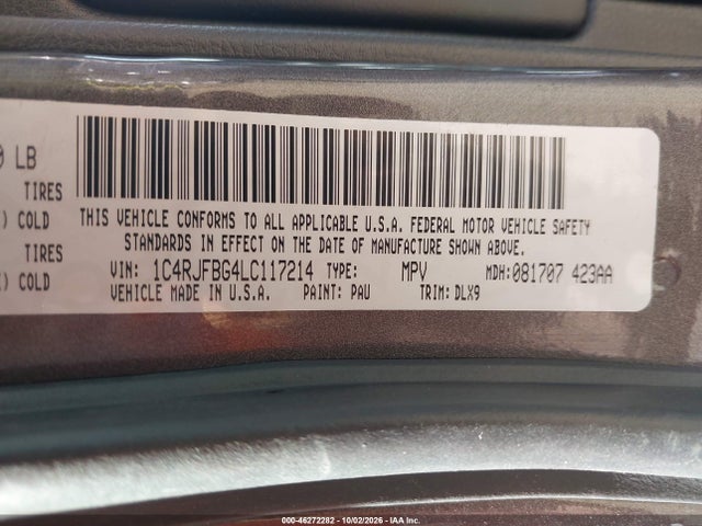 Продаж на аукціоні авто 2020 Jeep Grand Cherokee Limited 4x4, vin: 1C4RJFBG4LC117214, номер лоту: 46272282