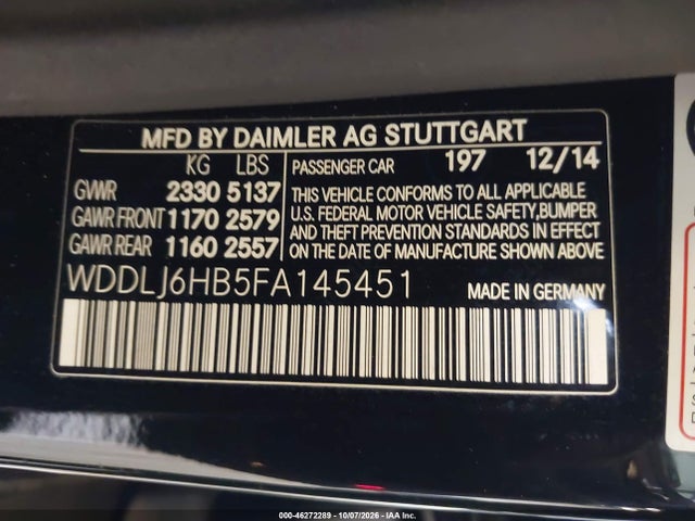 WDDLJ6HB5FA145451 Mercedes-Benz Cls 400 4matic