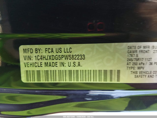 2023 Jeep Wrangler 4-door Freedom 4x4 მანქანა იყიდება აუქციონზე, vin: 1C4HJXDG5PW582233, აუქციონის ნომერი: 46272395