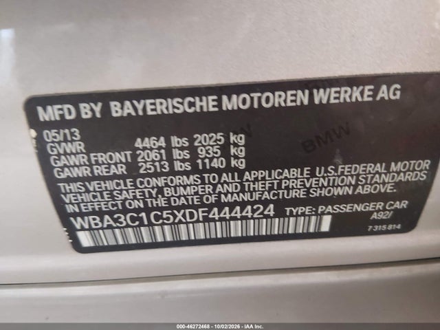 Aukcja sprzedaży 2013 Bmw 328i, vin: WBA3C1C5XDF444424, numer aukcji: 46272468