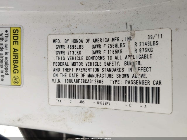 Продаж на аукціоні авто 2012 Acura Tl 3.5, vin: 19UUA8F59CA012888, номер лоту: 46272471