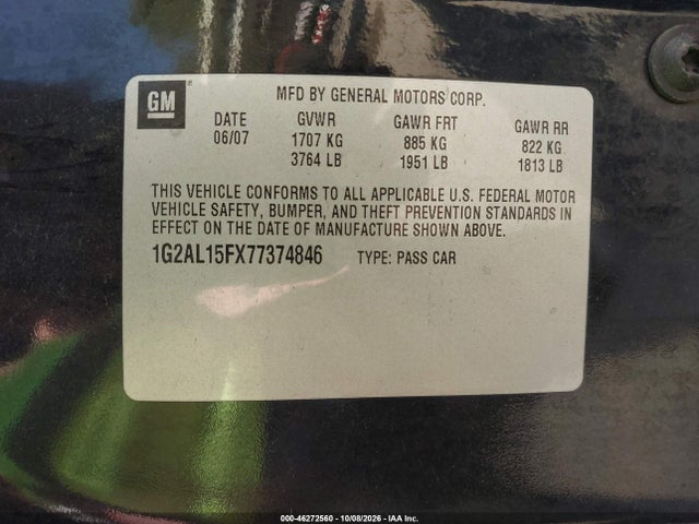 Aukcja sprzedaży 2007 Pontiac G5, vin: 1G2AL15FX77374846, numer aukcji: 46272560