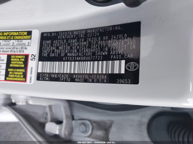 4T1S31AK6RU077723 Toyota Camry Hybrid Se
