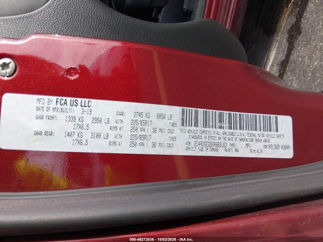 Продаж на аукціоні авто 2019 Dodge Grand Caravan Gt, vin: 2C4RDGEG5KR663163, номер лоту: 46272836