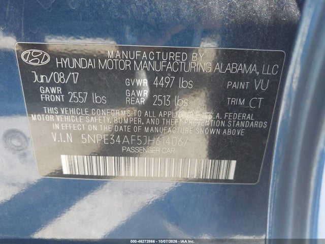Продажа на аукционе авто 2018 Hyundai Sonata Sport, vin: 5NPE34AF5JH614067, номер лота: 46272866