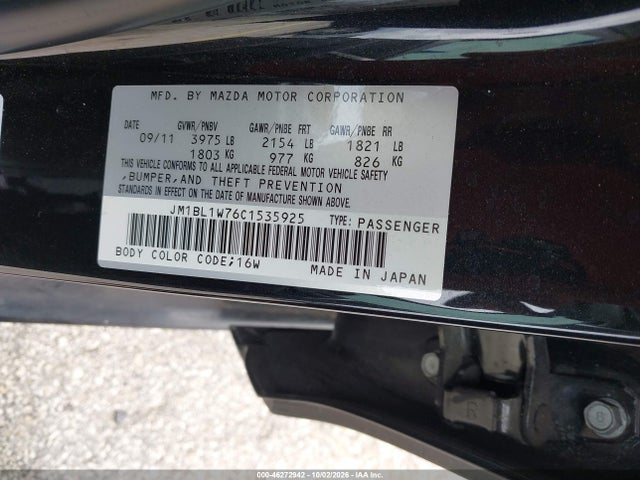 46272942 :رقم المزاد ، JM1BL1W76C1535925 vin ، 2012 Mazda Mazda3 I Grand Touring مزاد بيع