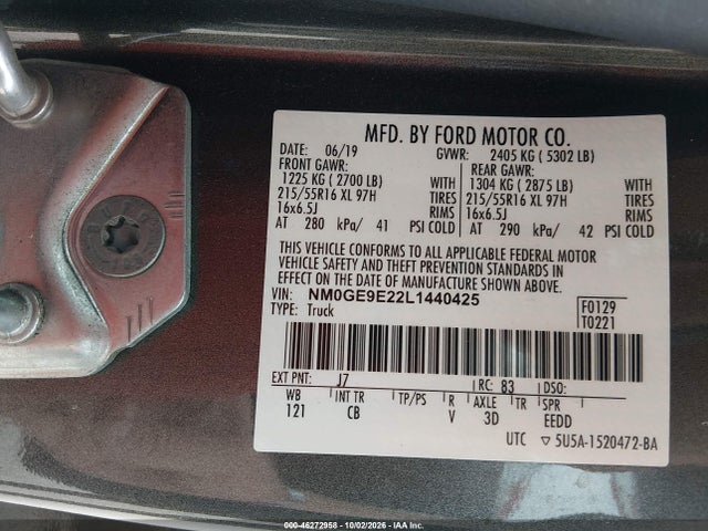 Продажа на аукционе авто 2020 Ford Transit Connect Xl Passenger, vin: NM0GE9E22L1440425, номер лота: 46272958
