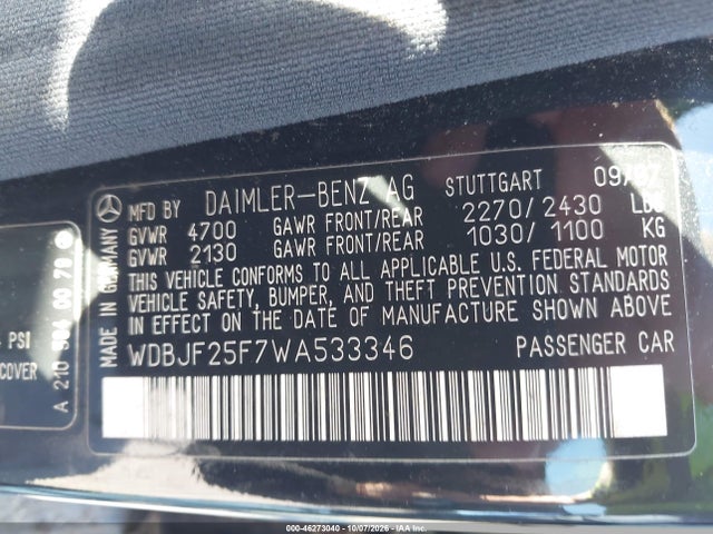 Продаж на аукціоні авто 1998 Mercedes-benz E 300 Diesel, vin: WDBJF25F7WA533346, номер лоту: 46273040