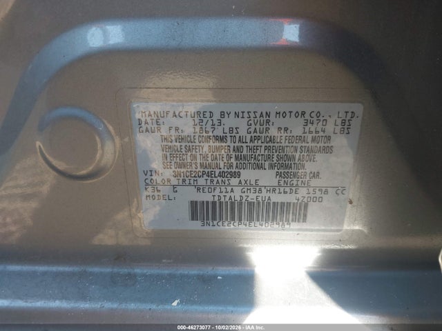 2014 Nissan Versa Note Sv მანქანა იყიდება აუქციონზე, vin: 3N1CE2CP4EL402989, აუქციონის ნომერი: 46273077