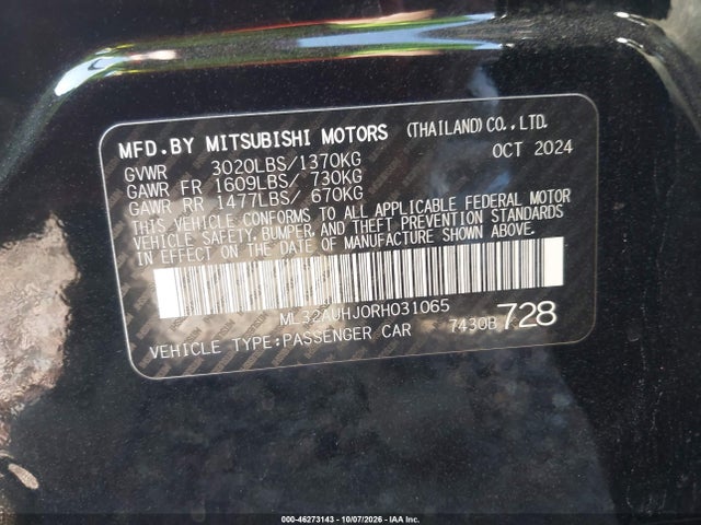 Mitsubishi Mirage Es/le 2024 ML32AUHJ0RH031065 Image 9