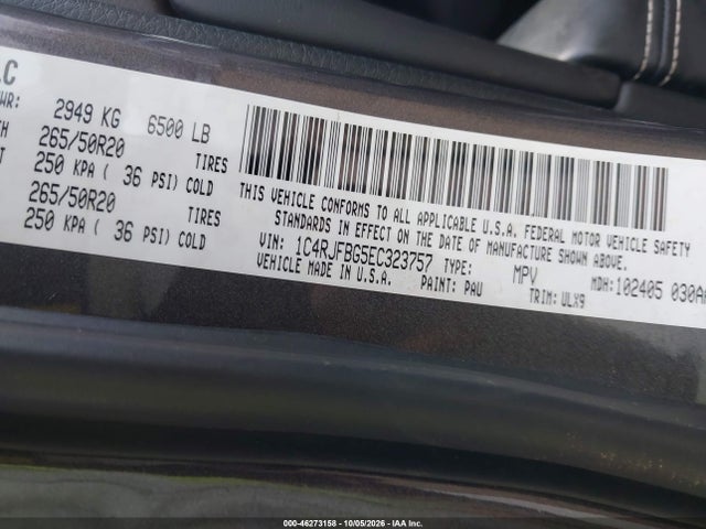 Продажа на аукционе авто 2014 Jeep Grand Cherokee Limited, vin: 1C4RJFBG5EC323757, номер лота: 46273158