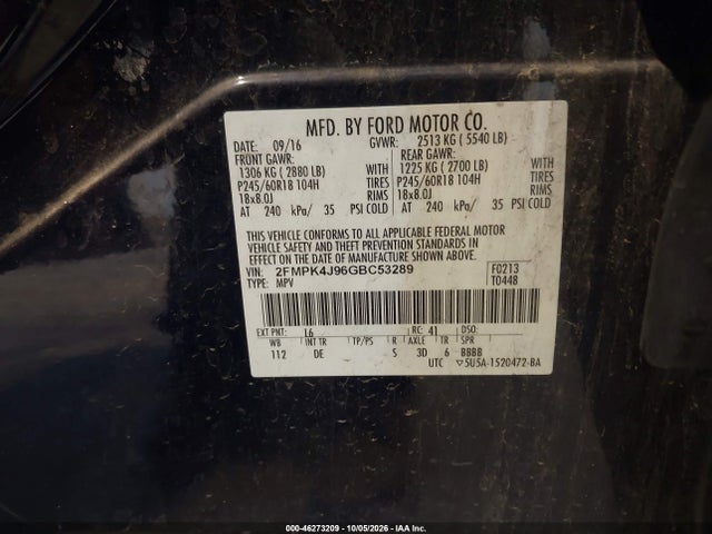 Ford EDGE SEL 2016 2FMPK4J96GBC53289 Image 9