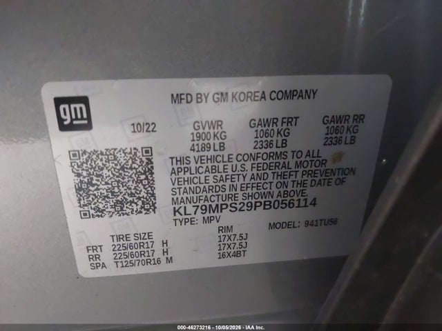 46273216 :رقم المزاد ، KL79MPS29PB056114 vin ، 2023 Chevrolet Trailblazer Fwd Lt مزاد بيع