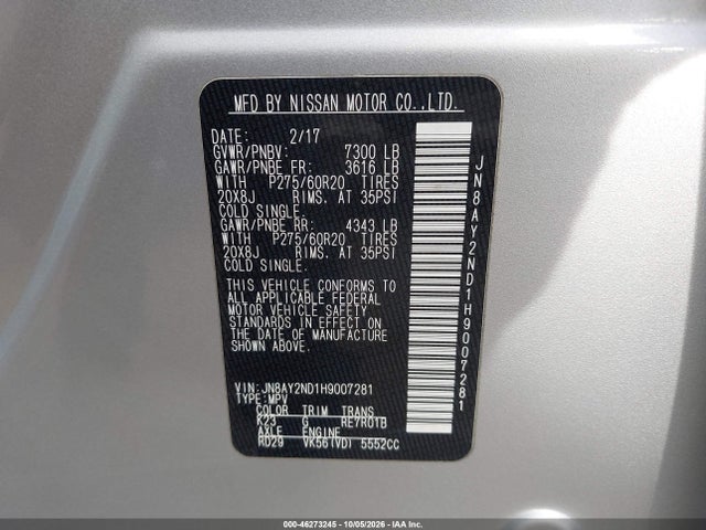 Nissan Armada Platinum 2017 JN8AY2ND1H9007281 Image 9