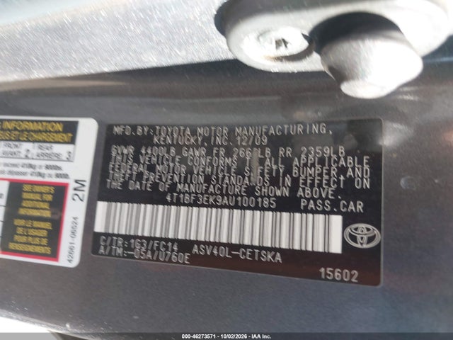 Продаж на аукціоні авто 2010 Toyota Camry Se, vin: 4T1BF3EK9AU100185, номер лоту: 46273571