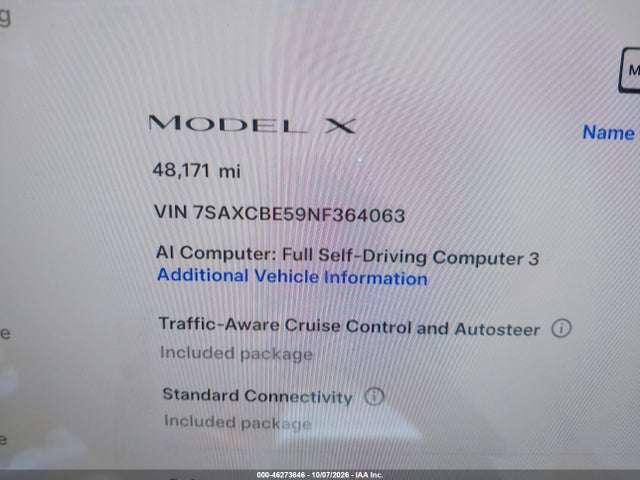 Tesla Model X Dual Motor All-wheel Drive 2022 7SAXCBE59NF364063 Image 7