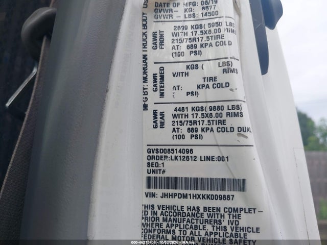 Aukcja sprzedaży 2019 Hino Xjc740/xfc740, vin: JHHPDM1HXKK009887, numer aukcji: 46273708