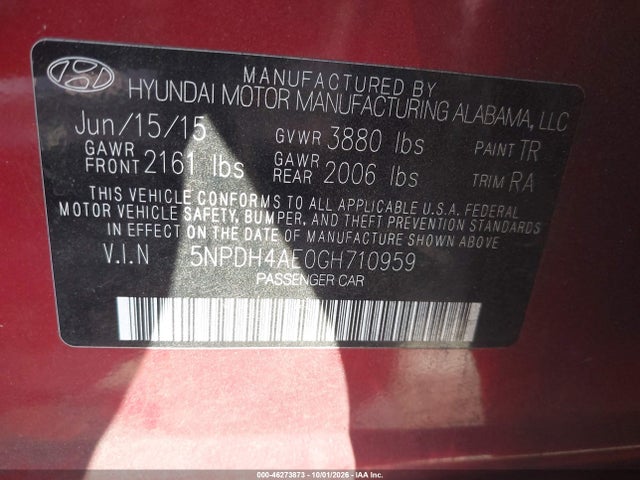 Hyundai ELANTRA SE 2016 5NPDH4AE0GH710959 Image 9