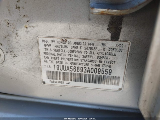 Продаж на аукціоні авто 2003 Acura Tl 3.2, vin: 19UUA56693A009559, номер лоту: 46273942