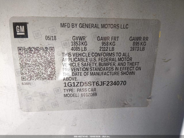 Chevrolet MALIBU LT 2018 1G1ZD5ST6JF234070 Image 17