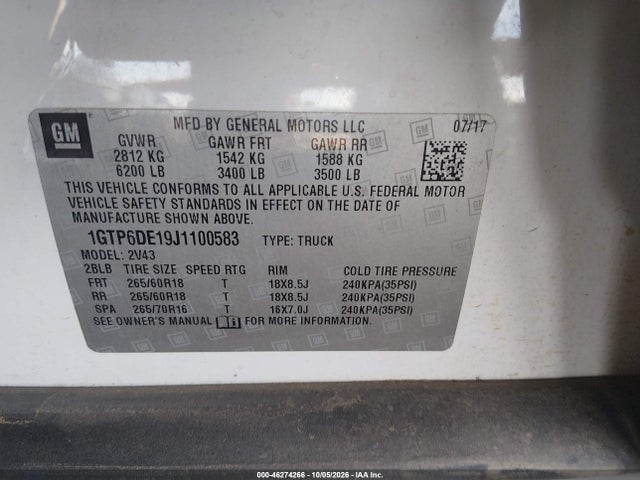 GMC CANYON SLT 2018 1GTP6DE19J1100583 Image 9