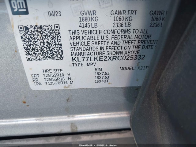 KL77LKE2XRC025332 Chevrolet Trax Fwd Activ