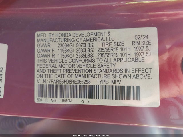 7FARS6H98RE065298 Honda Cr-v Hybrid Sport Touring