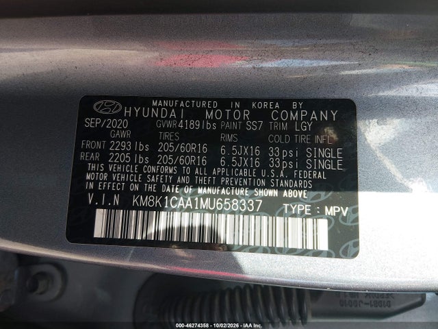 KM8K1CAA1MU658337 Hyundai Kona Se