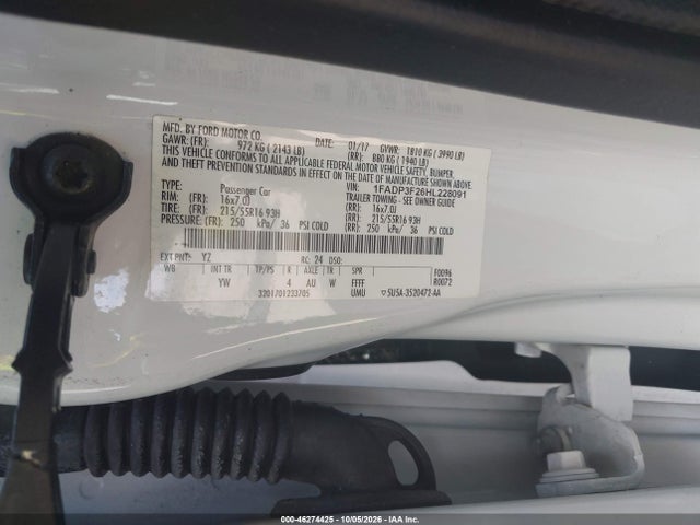 2017 Ford Focus Se მანქანა იყიდება აუქციონზე, vin: 1FADP3F26HL228091, აუქციონის ნომერი: 46274425