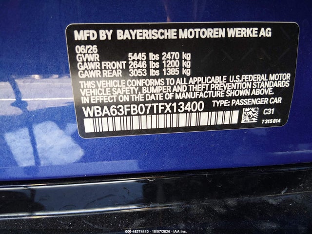 WBA63FB07TFX13400 BMW M440i Gran Coupe Xdrive