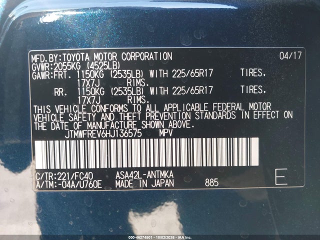 Toyota Rav4 Xle 2017 JTMWFREV6HJ136575 Image 9