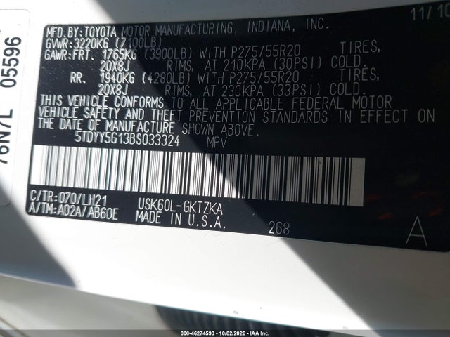 Aukcja sprzedaży 2011 Toyota Sequoia Platinum 5.7l V8, vin: 5TDYY5G13BS033324, numer aukcji: 46274593