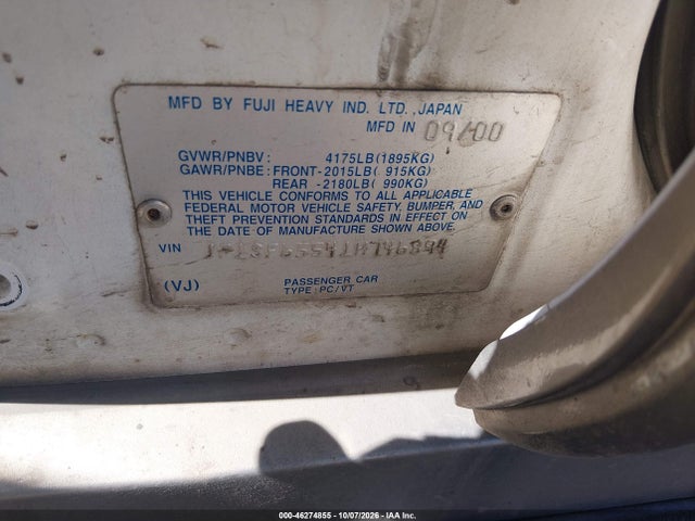2001 Subaru Forester S მანქანა იყიდება აუქციონზე, vin: JF1SF65541H746894, აუქციონის ნომერი: 46274855