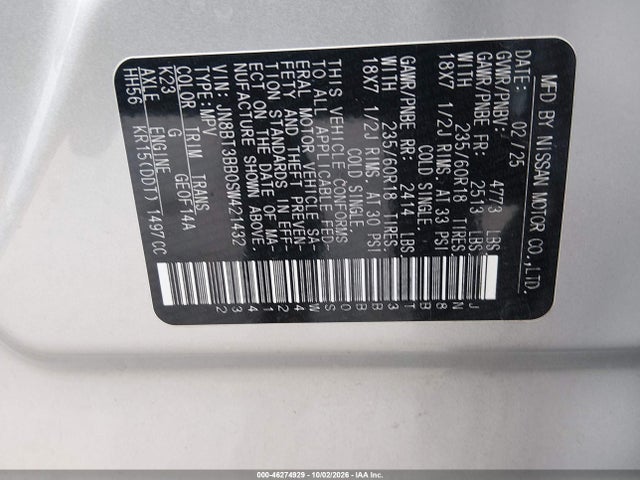 JN8BT3BB0SW421432 Nissan Rogue Sv Intelligent Awd